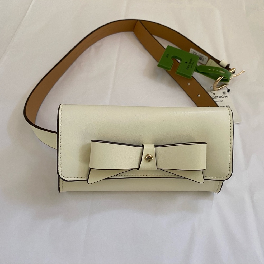 NWT Kate Spade Leather Cream Belt Bag with Bow Detail - Picture 7 of 9